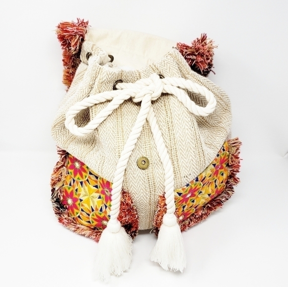 EVELYN K Boho fringe backpack